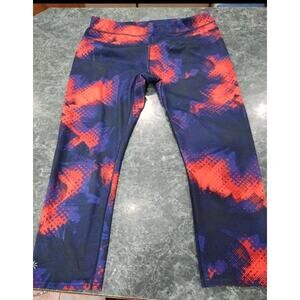 ATHLETA ELECTRIC SONAR CAPRI Size Large Red Blue Reflective Yoga active Leggings